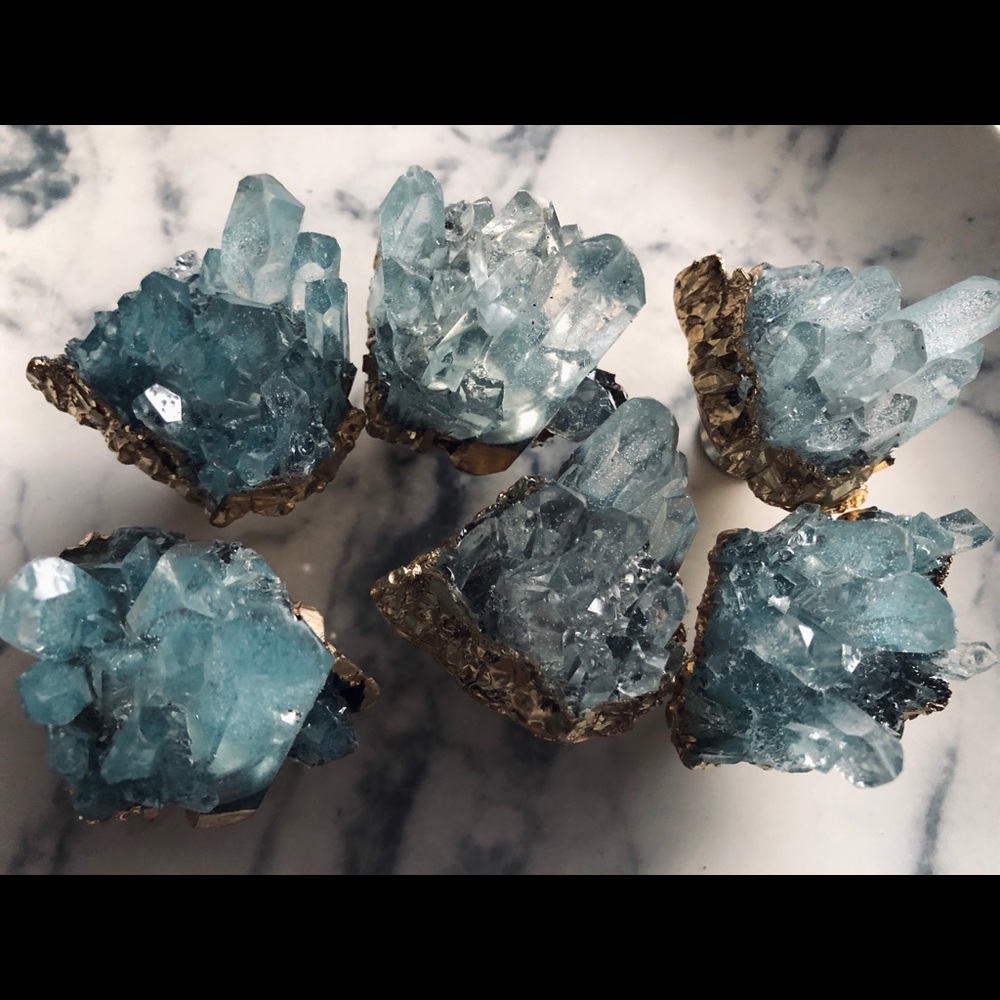 Handmade aqua diamond epoxy drawer/cabinet knobs - Picture 2 of 4